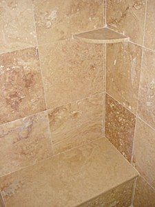 Travertine Corner Soap Shelf for Showers