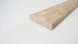 Light Emperador Brown Marble Double Standard Bevel Threshold 4x36 Close up