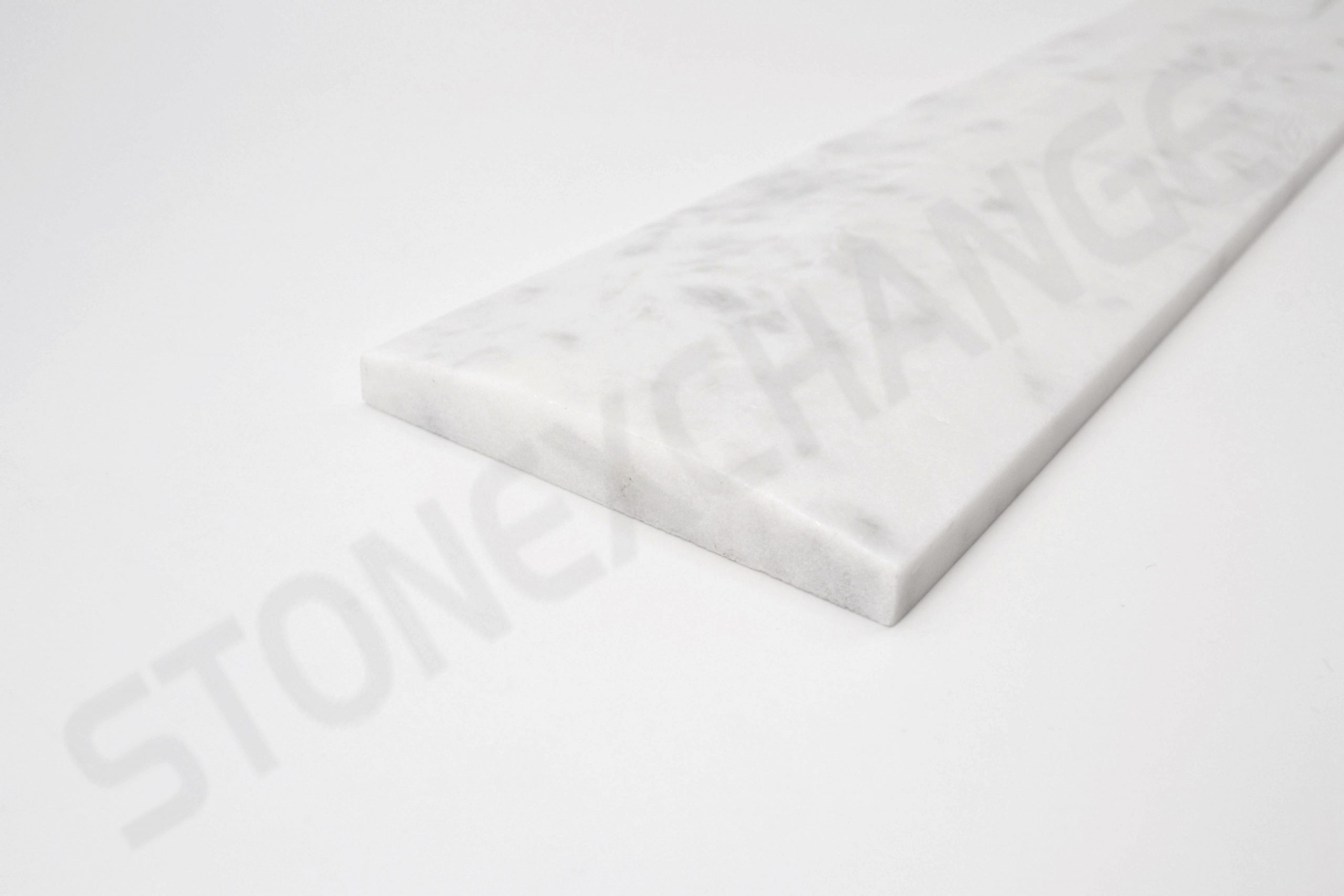 White Carrara Marble Double Hollywood Bevel Threshold 4x36