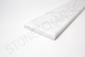 White Carrara Standard Double Bevel Threshold 4x36 Close up